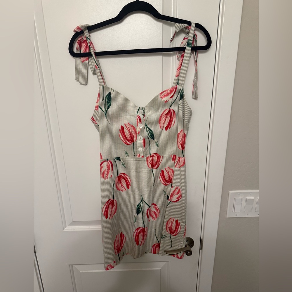 L'Academie Pink and Green Floral Striped Blouse